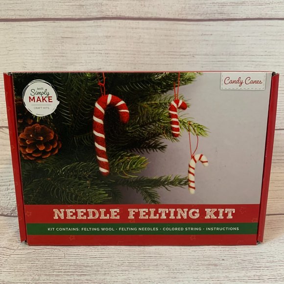 Candy Cane Needle Felting Kit with Needles Wool String Christmas Hanging Decor - Picture 1 of 7